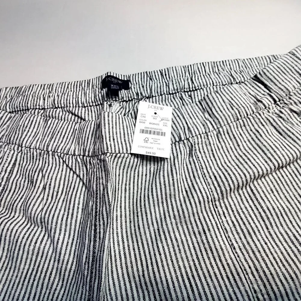 J. Crew Striped Linen Womens Shorts Size XXL Elastic Waist Pockets Lightweight